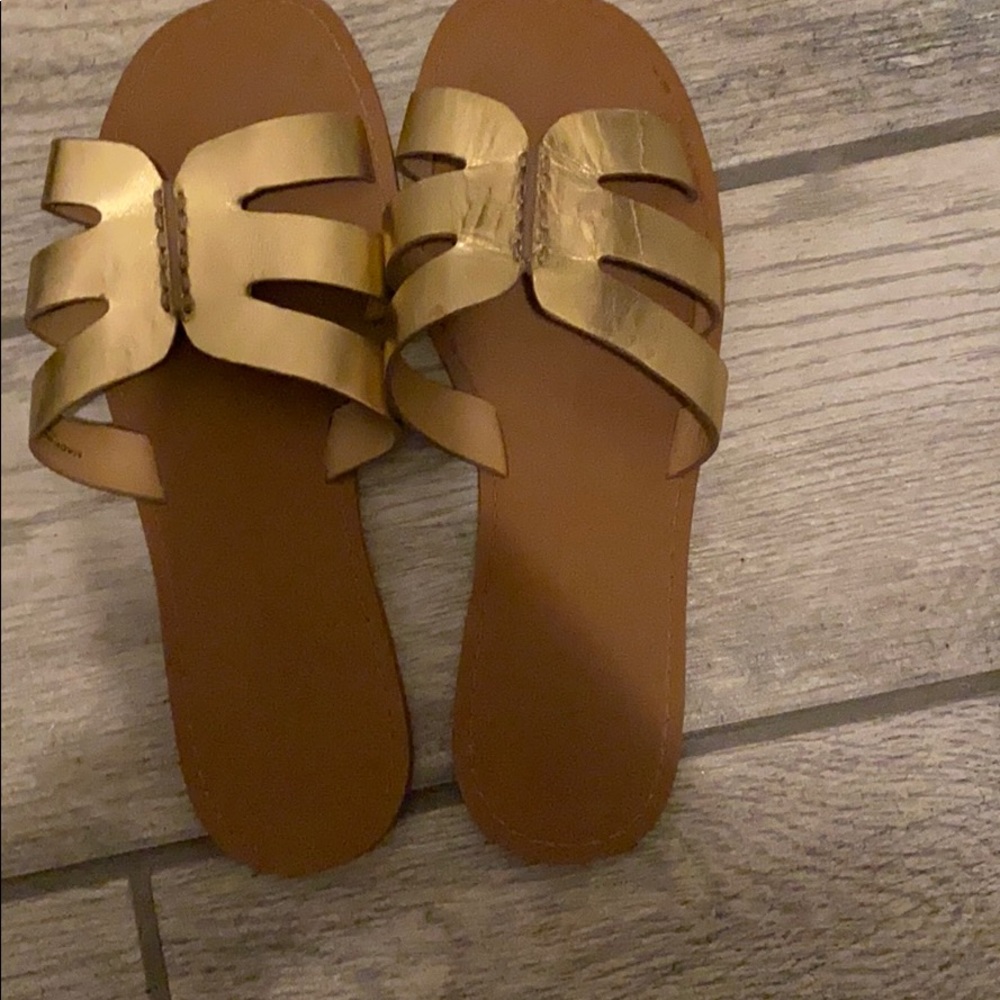 Gold Leather Sandals. Banana Republic